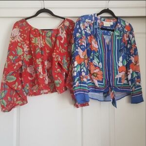 Maeve Floral Blouses in Red and Blue